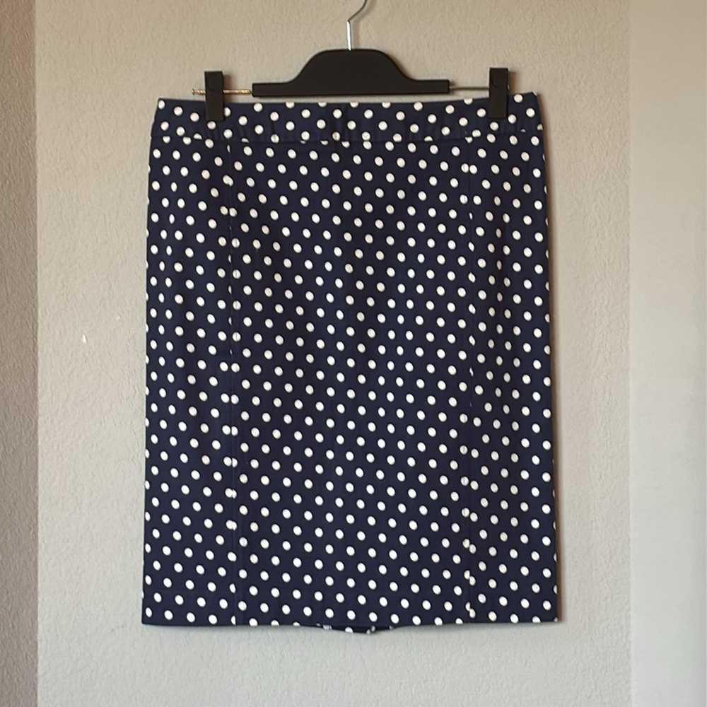 Navy Polka Dot Straight Pencil Skirt XL Knee Length NWT